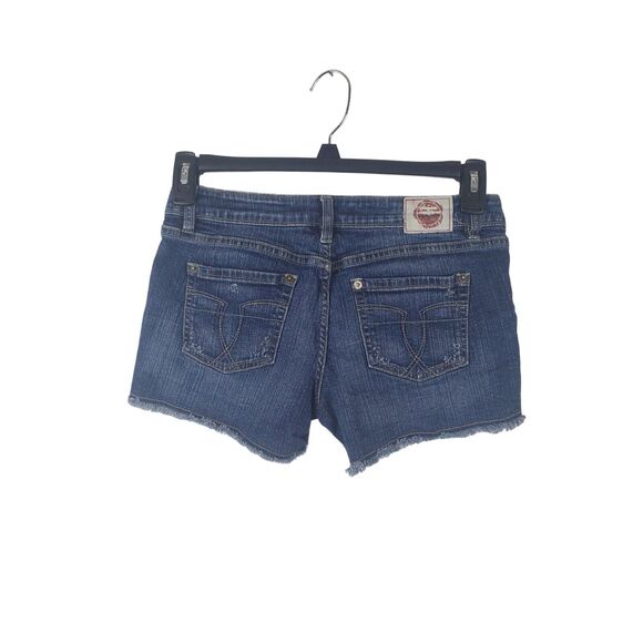 T Five Denim Shorts Juniors 5 Low Rise Raw Hem Distressed Summer - Picture 4 of 5